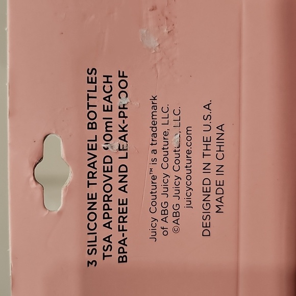 Juicy Couture Clear Cosmetic Bag set with 3 Silicone Travel Bottles NWT - Picture 3 of 5